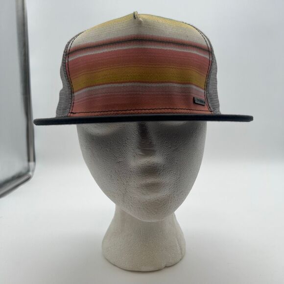 PRANA Hat Men’s One Size Multicolor Striped Flat Brim Vista Trucker - Picture 1 of 9